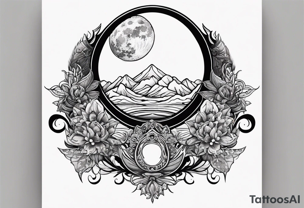 sternum tattoo moon and lace tattoo idea