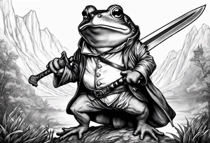 toad with sword; sword s¡is pointing down as if the toad was standing tattoo idea