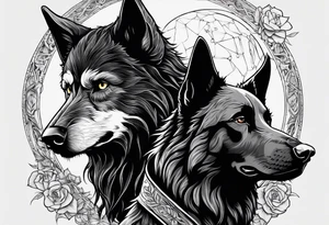 Harry Potter Werewolf and black dog standing side by side tattoo idea