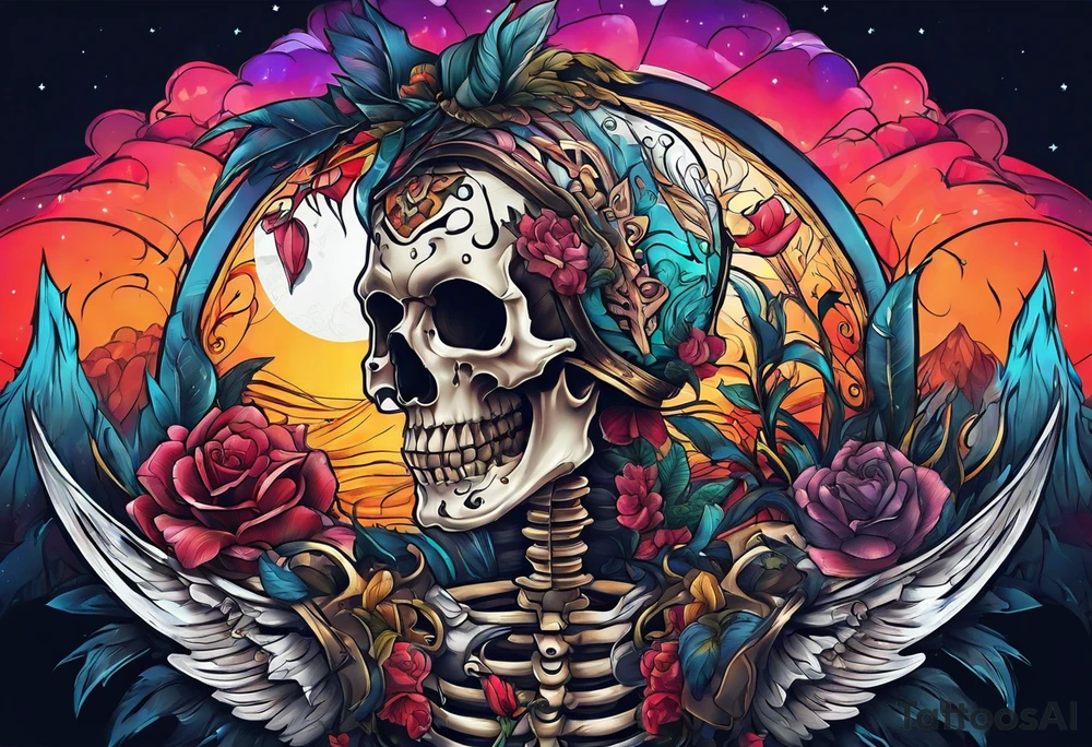 skeleton stabbed in the back tattoo idea