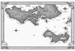 Outline map of the USVI and bvi Caribbean islands tattoo idea