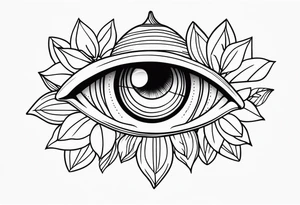 eye pumpkin flowers tattoo idea