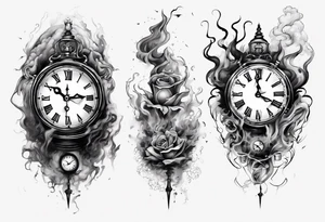 Clock fading with smoke tattoo idea