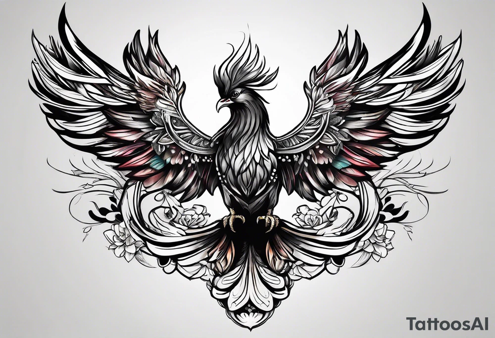 Black woman phoenix tattoo idea