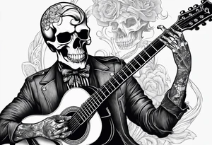 skeleton playing guitar. tattoo idea