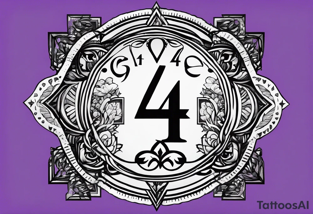 The number 444, god is greater than the highs and lows, the word grit, acronym ACE and a violet tattoo idea