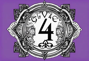 The number 444, god is greater than the highs and lows, the word grit, acronym ACE and a violet tattoo idea