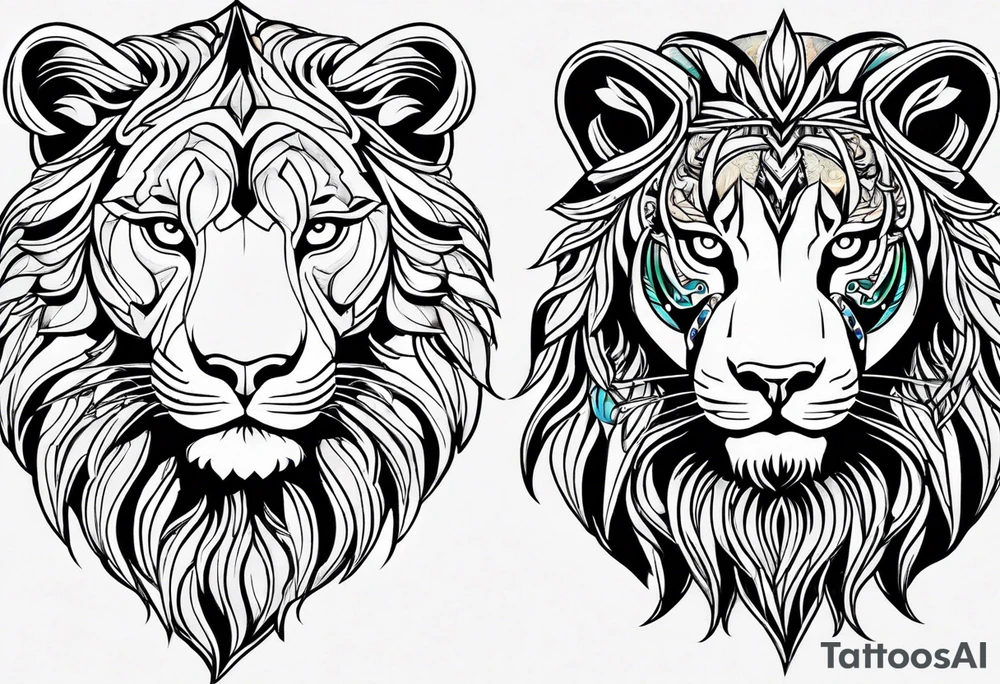 Powerful Leo couple tattoo idea