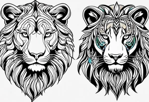 Powerful Leo couple tattoo idea