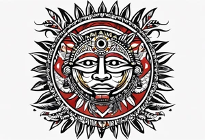 Taino Tribal sun holding the 🇵🇷, 🇻🇮 and 🇹🇹 flags tattoo idea
