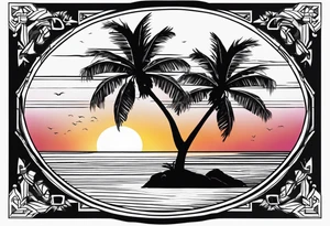 Jamaica sunset beach tattoo idea