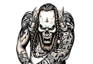 Bray Wyatt the Fiend center piece with tribal surrounding covering up old tattoo tattoo idea