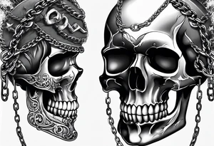 skull with chains tattoo idea