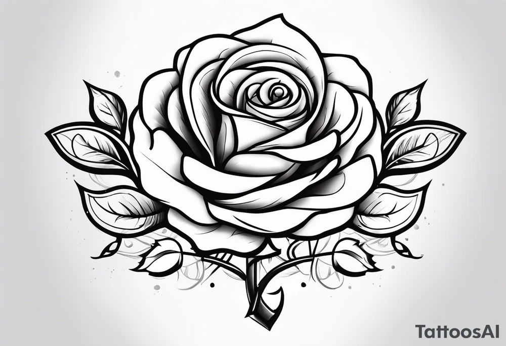 Rose growing up a Sword with ornimental elements tattoo idea Rose growing up a Sword with ornimental elements tattoo idea