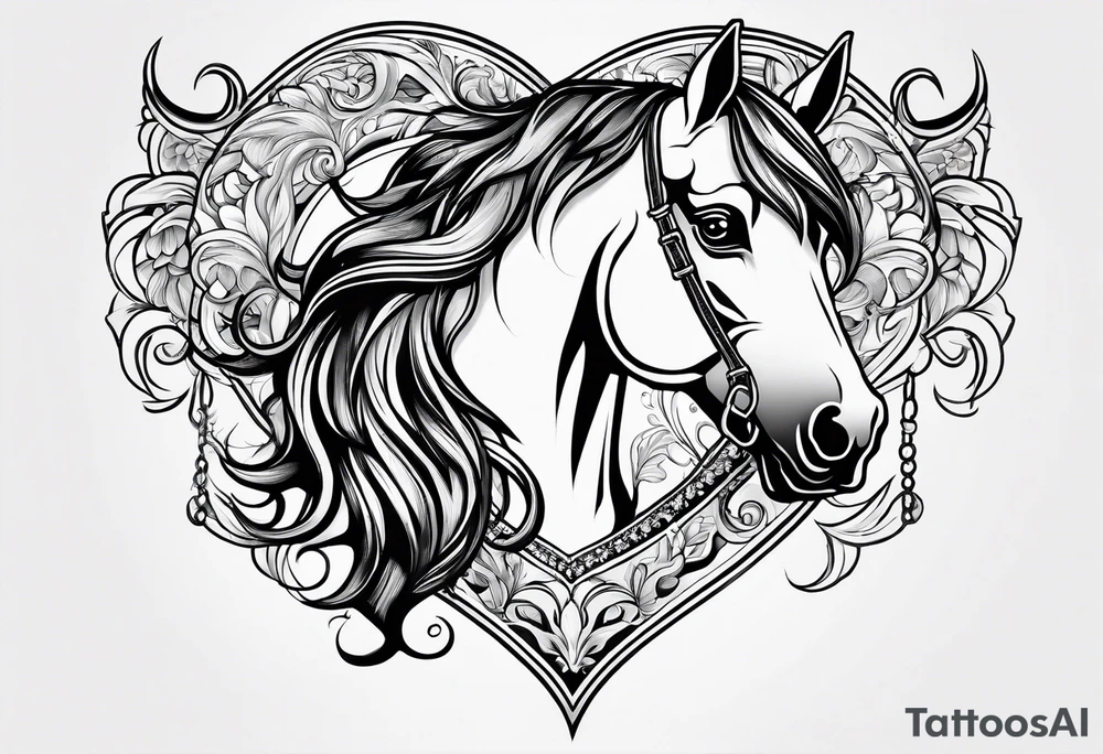 heart with horse tattoo idea