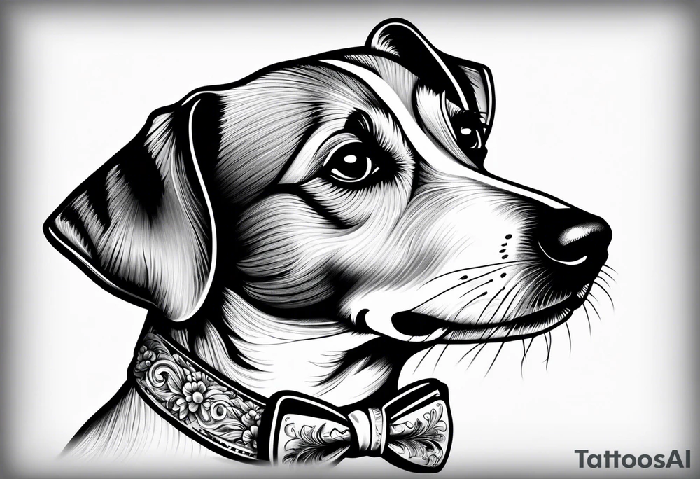 Jack Russel dog with a bow tie tattoo idea