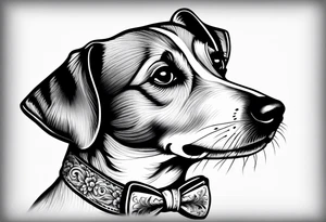 Jack Russel dog with a bow tie tattoo idea