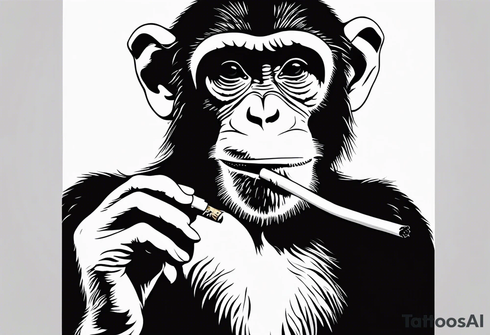 simple picture of a monkey smoking a cigarette, plain and simple smoking a cigarette tattoo idea