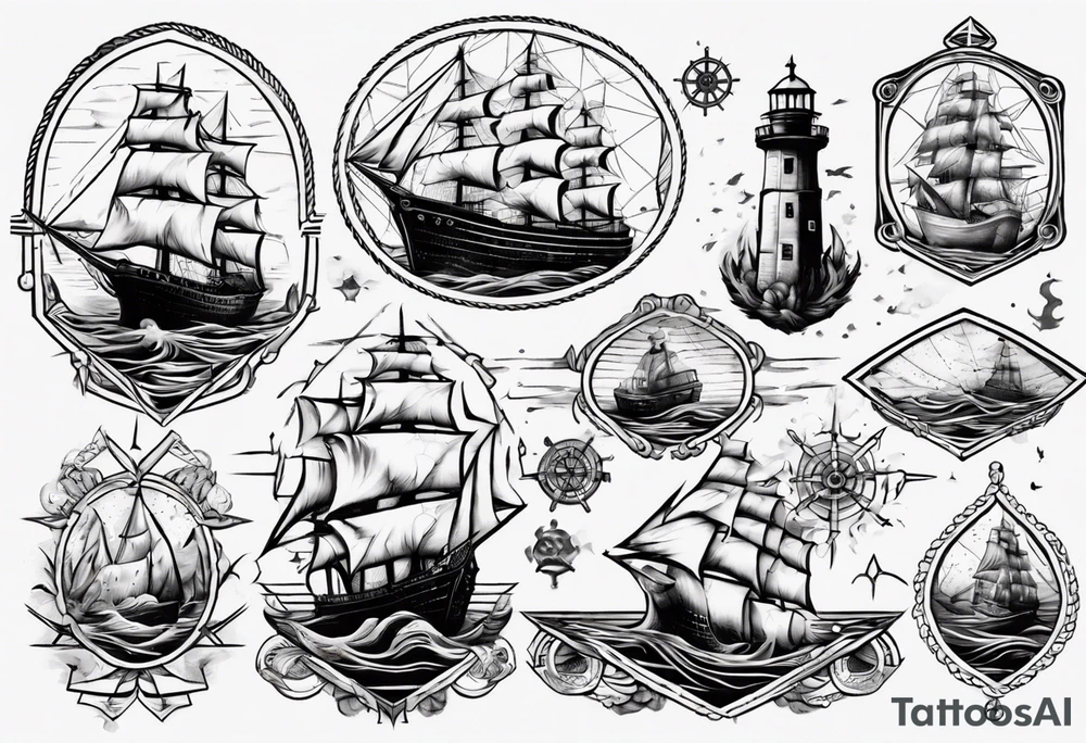 Nautical scene sunken ship tattoo idea