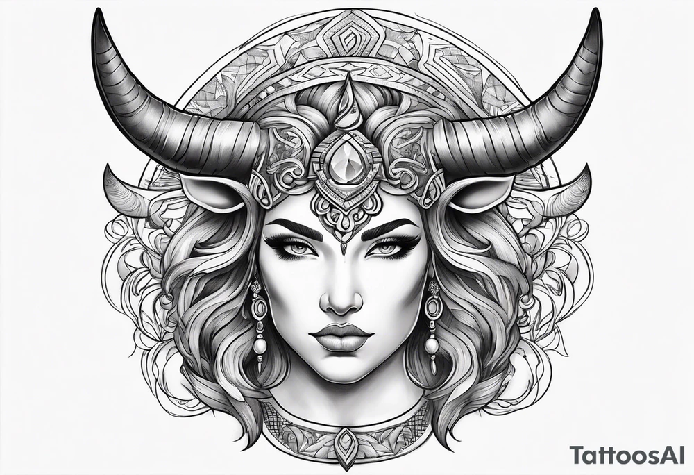 Beautiful taurus goddess tattoo idea