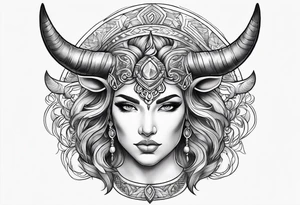Beautiful taurus goddess tattoo idea