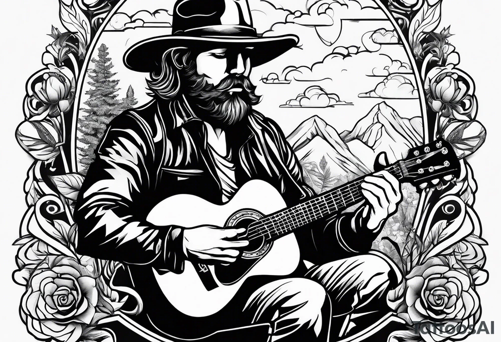 smoking weed, reading a book, playing guitar tattoo idea