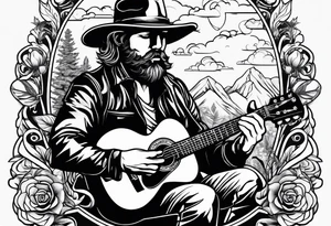 smoking weed, reading a book, playing guitar tattoo idea