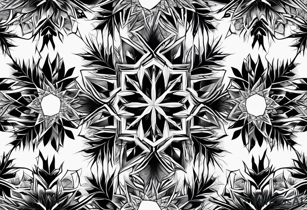 Branched crystaline fractal snowflake not flower tattoo idea