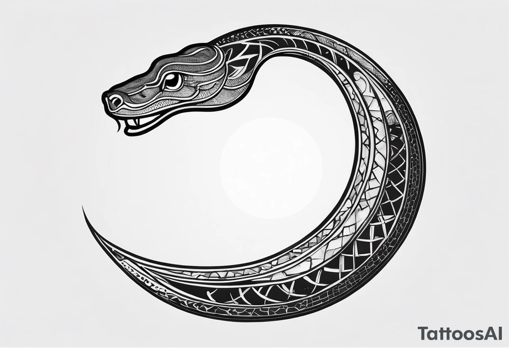 Snake wrapping around a Crescent moon tattoo idea