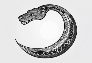 Snake wrapping around a Crescent moon tattoo idea