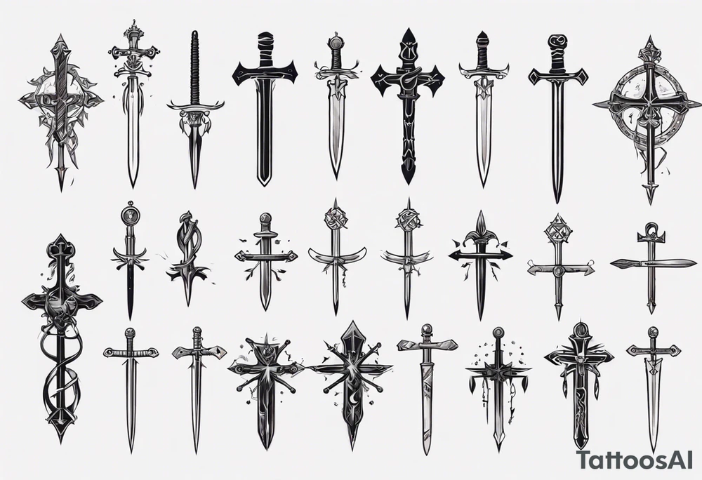Swords and cross tattoo idea