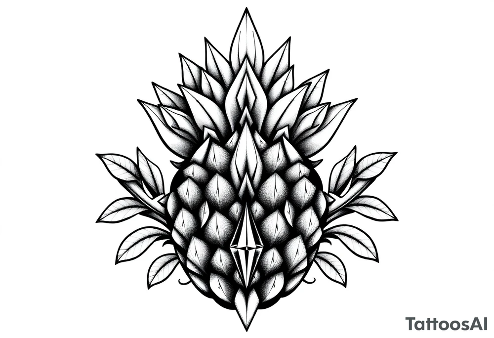 Majestic crown pineapple vagina anus diamonds tattoo idea