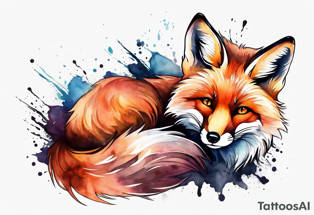 Watercolor fox tattoo idea