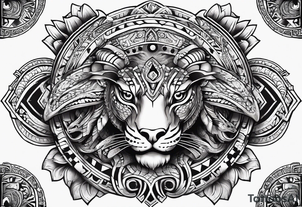 aztec snake sleeve tattoo idea