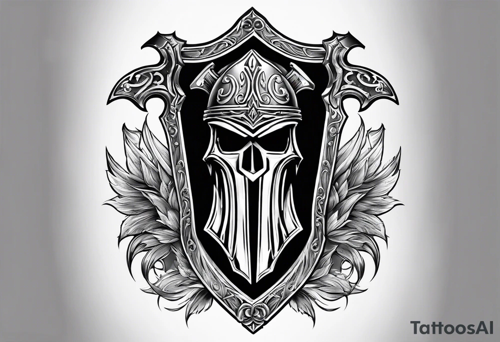 Valhalla sword shield fire axe tattoo idea