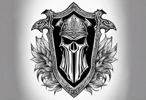 Valhalla sword shield fire axe tattoo idea
