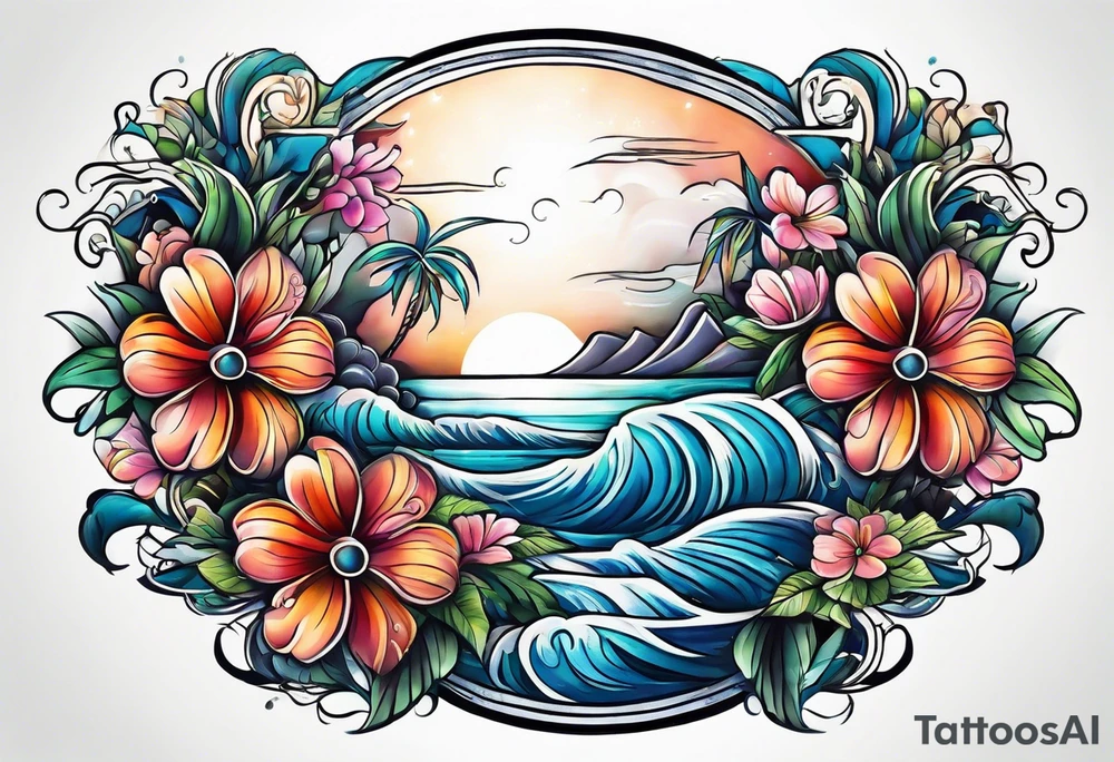 sea, night, flower, republic dominicana tattoo idea