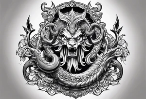 Trident with a serpent around it tattoo idea