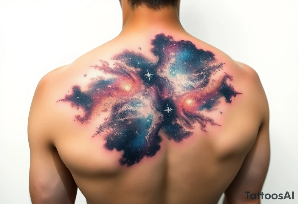 Beautiful and epic 3d milky way that appears to be what is beneath the skin. Make it drape over the shoulder and move to the middle back tattoo idea