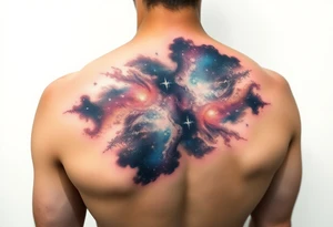 Beautiful and epic 3d milky way that appears to be what is beneath the skin. Make it drape over the shoulder and move to the middle back tattoo idea