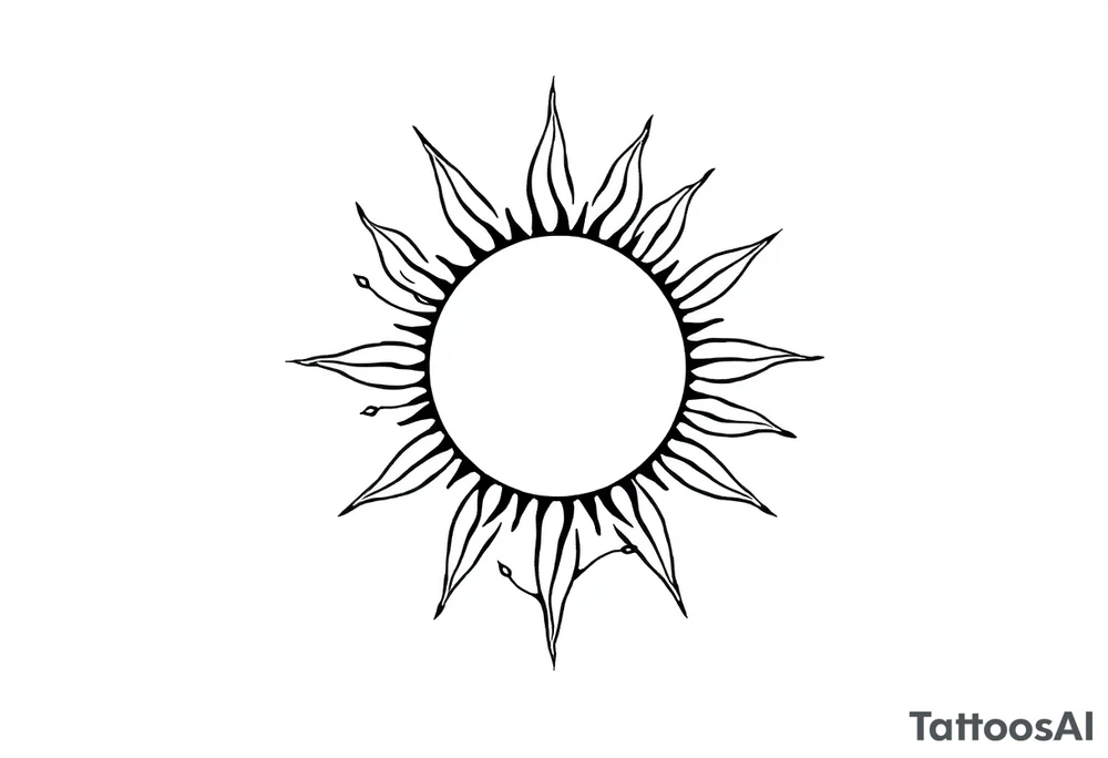 Sun with stem and leaves tattoo idea