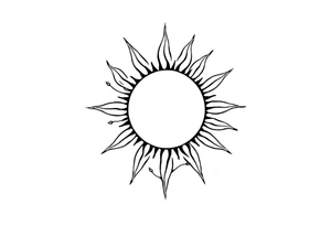 Sun with stem and leaves tattoo idea