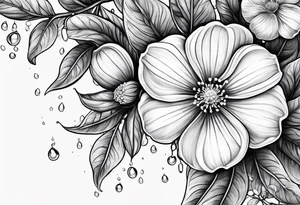 diphylleia grayi with water droplets tattoo idea