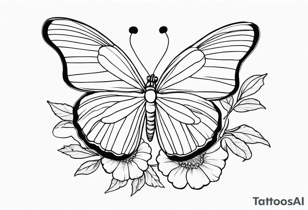Small Butterfly with marigolds on a vine tattoo idea