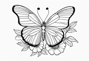 Small Butterfly with marigolds on a vine tattoo idea