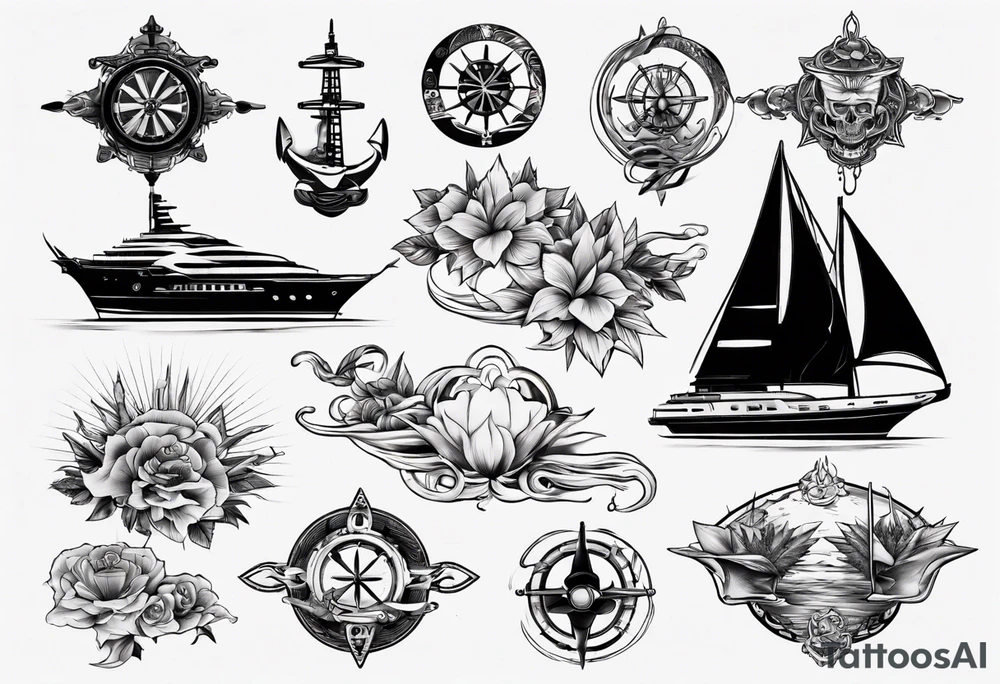 luxury yacht tattoo idea