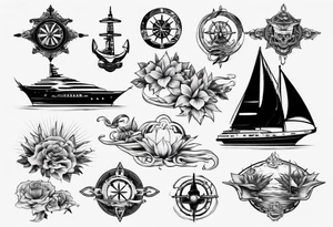 luxury yacht tattoo idea