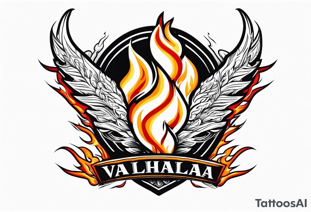 Valhalla on fire flames tattoo idea