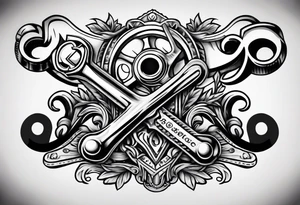 american traditional style wrench tattoo idea