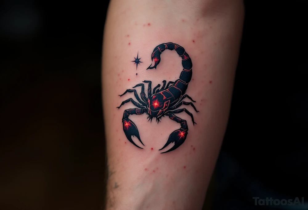 In midnight skies, the ruby-red heart of Scorpius, Antares, glows like the sting of the celestial scorpion. tattoo idea